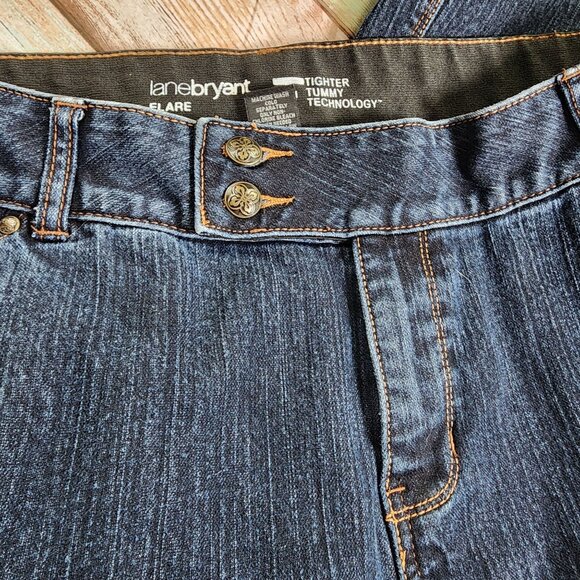 Lane Bryant Size 16 Average Womens Flare Jeans Tighter Tummy Stretch Denim - Picture 4 of 7